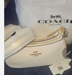 Coach Women's White Terri Leather Shoulder Bag Extra Strap